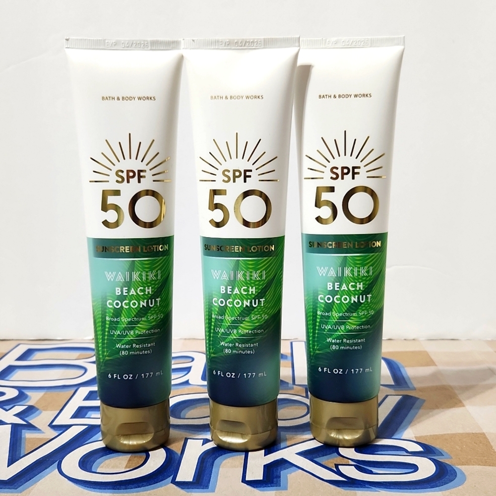 Bath & Body Works Waikiki Beach Coconut SPF 50 Sunscreen X3